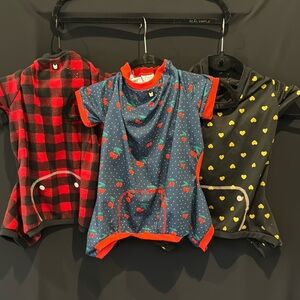 Lot/Bundle of 3 SilverPaw Dog Outfits pajamas pjs Large Heart, Cherry & Flannel